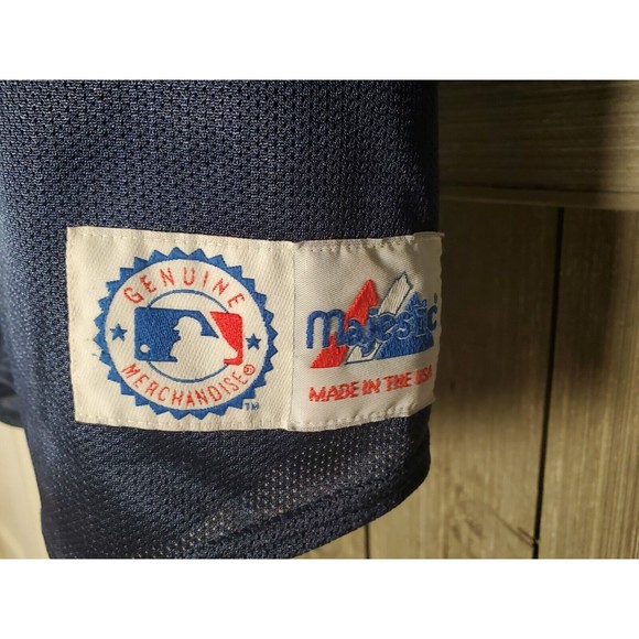 VTG 90s MLB SEATTLE MARINERS KEN GRIFFEY Jr JERSEY MAJESTIC MADE IN USA Sz Large - Picture 4 of 6